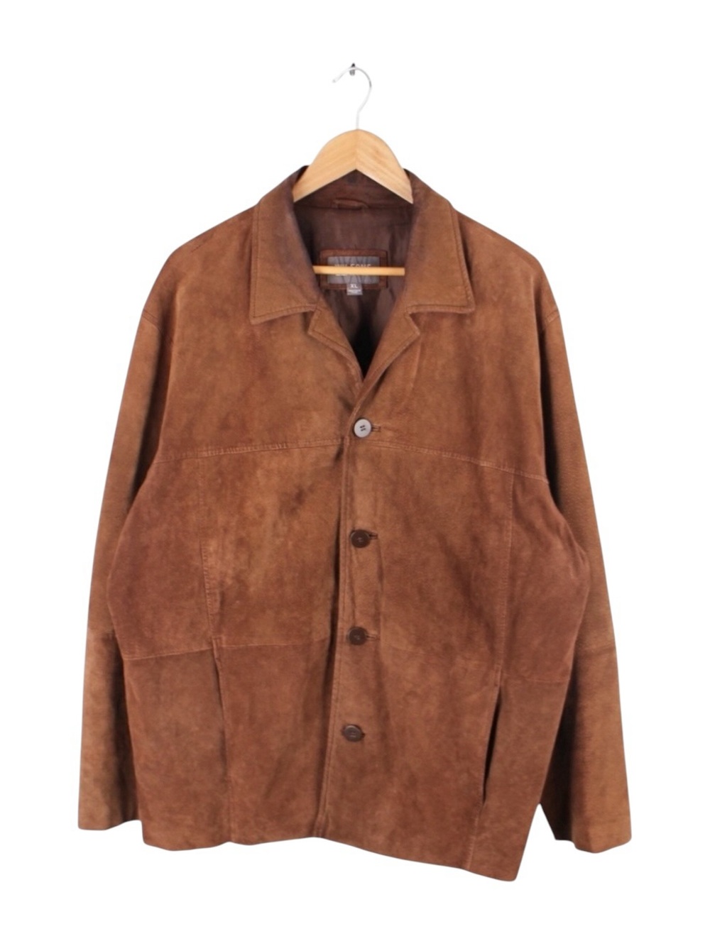 Vintage Wilsons Leather Jacket Mens XL Brown Suede Button Front Overcoat